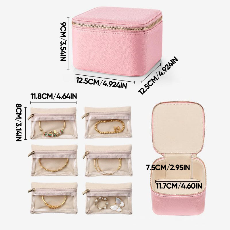 Leather jewelry box for travel