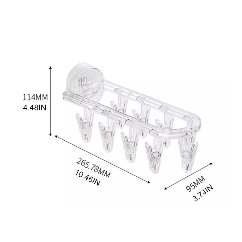 Suction cup collapsible clothes hanger with clip