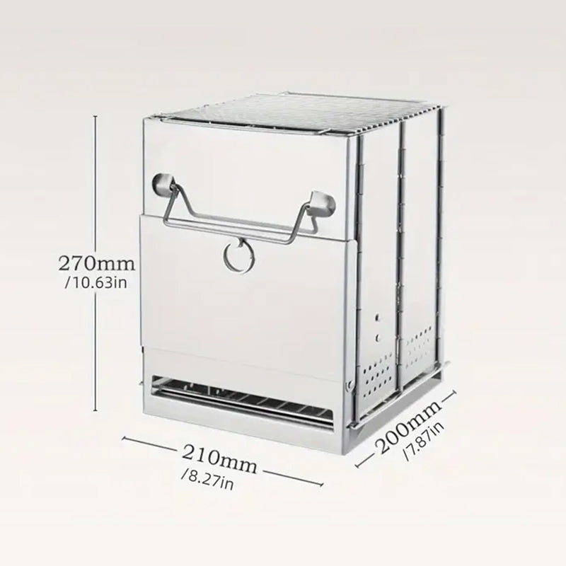 Outdoor Folding Wood Stove Mini Stainless Steel Grill Camping Picnic