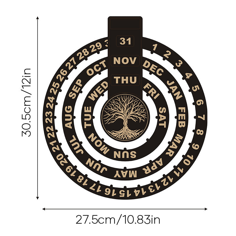 Wood Rotating Circular Perpetual Calendar