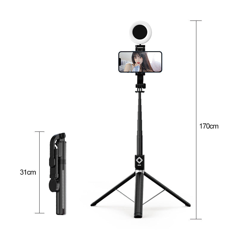 Selfie stick with LED fill light