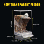 Automatic transparent bird feeder without spills