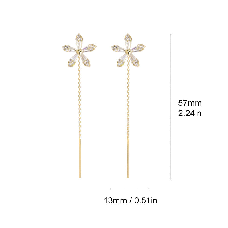 Shiny Diamond Flower Earrings