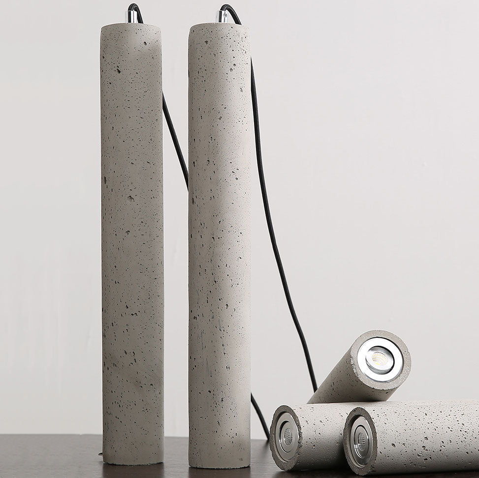 StoneCast Industrial Cylinder Pendant Light made of Concrete | 1 Light | Smooth or Rough Surface