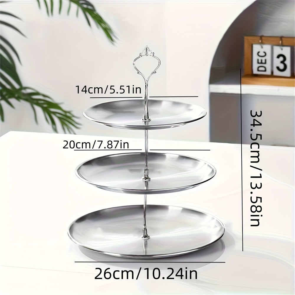 SteelTower - Elegant Triple Serving Plate for Parties