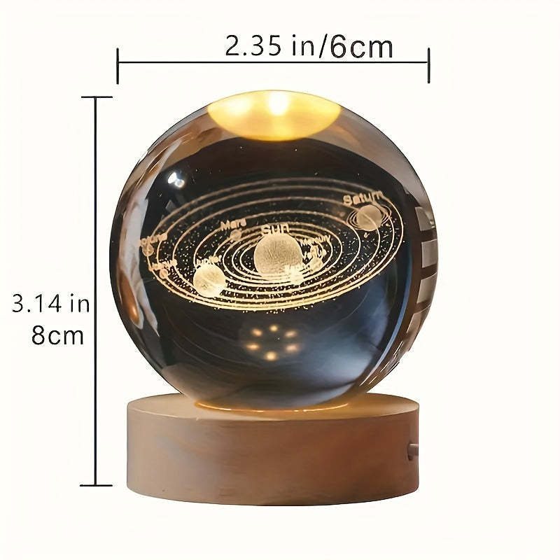 LumiSphere - Luxury 3D Crystal Table Lamp with Wooden Base