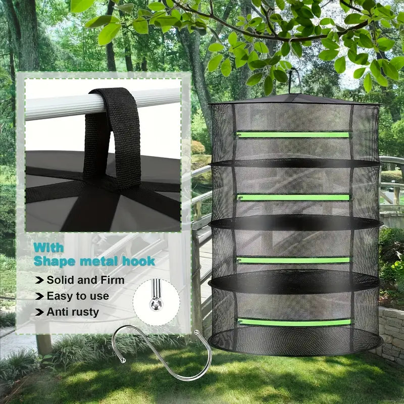 Foldable drying basket for fruits, vegetables, and herbs – Multi-tier net storage for quick drying process