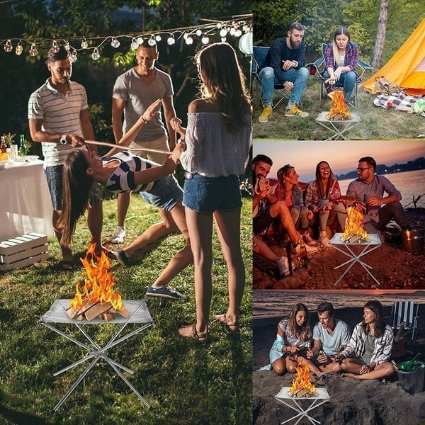 Portable Fire Pit | Foldable Stainless Steel Design | Lightweight Outdoor Camping Stove