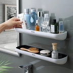 Wall-Mounted Shower Storage Rack Without Drilling – With Towel Holder & Drain Holes