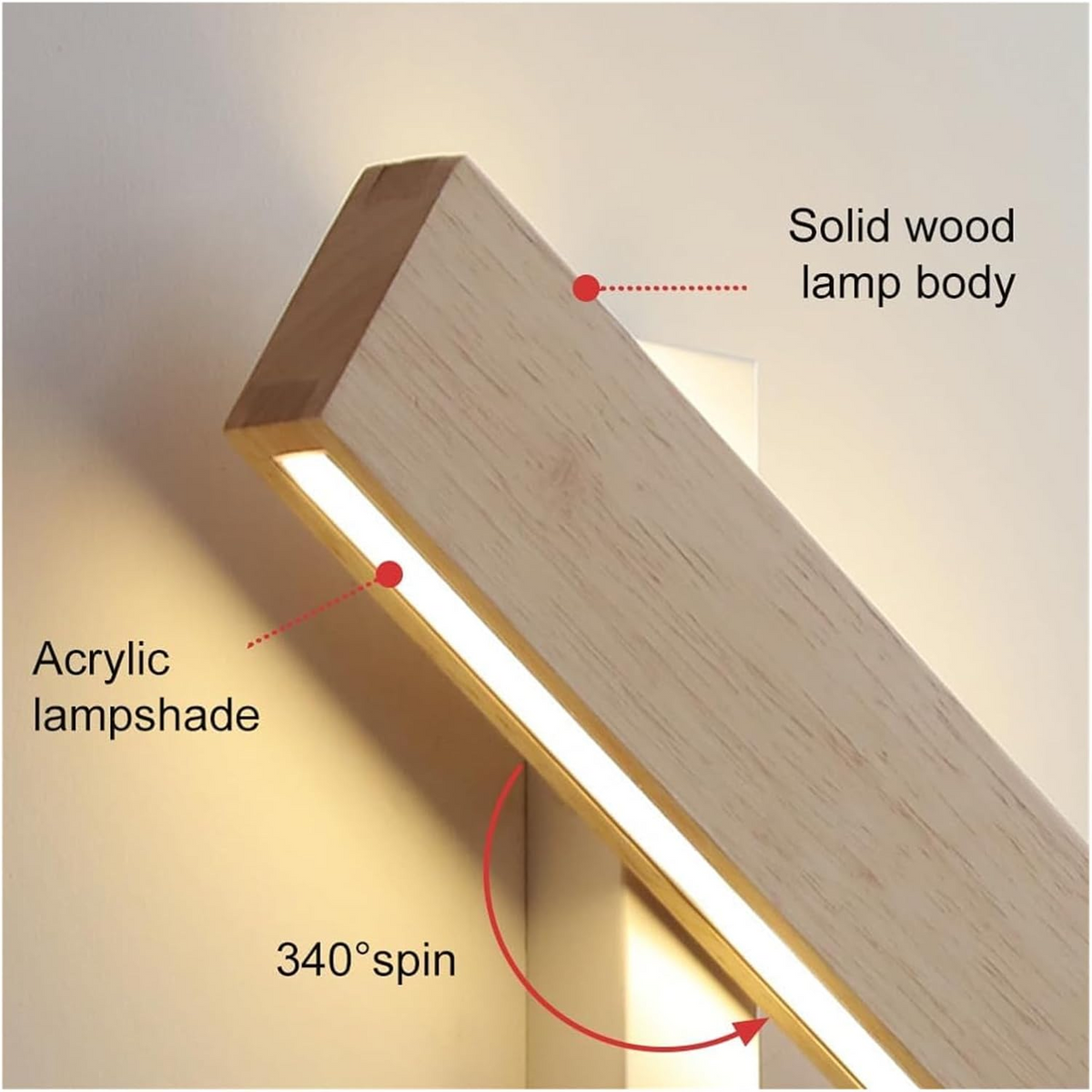 Wall Light With Rotatable Wood LED Design