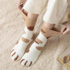 Cozy Cat Paw Socks – Plush Fleece Ankle Socks with Elastic Fit