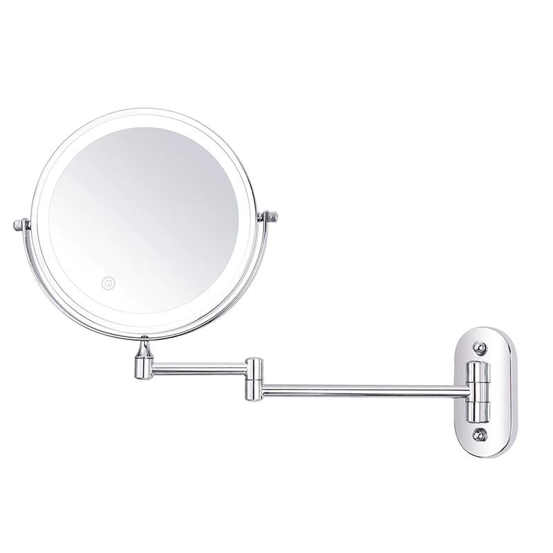 LED Magnifying Mirror | Rechargeable | Cosmetics & Bathroom | Chrome Silver
