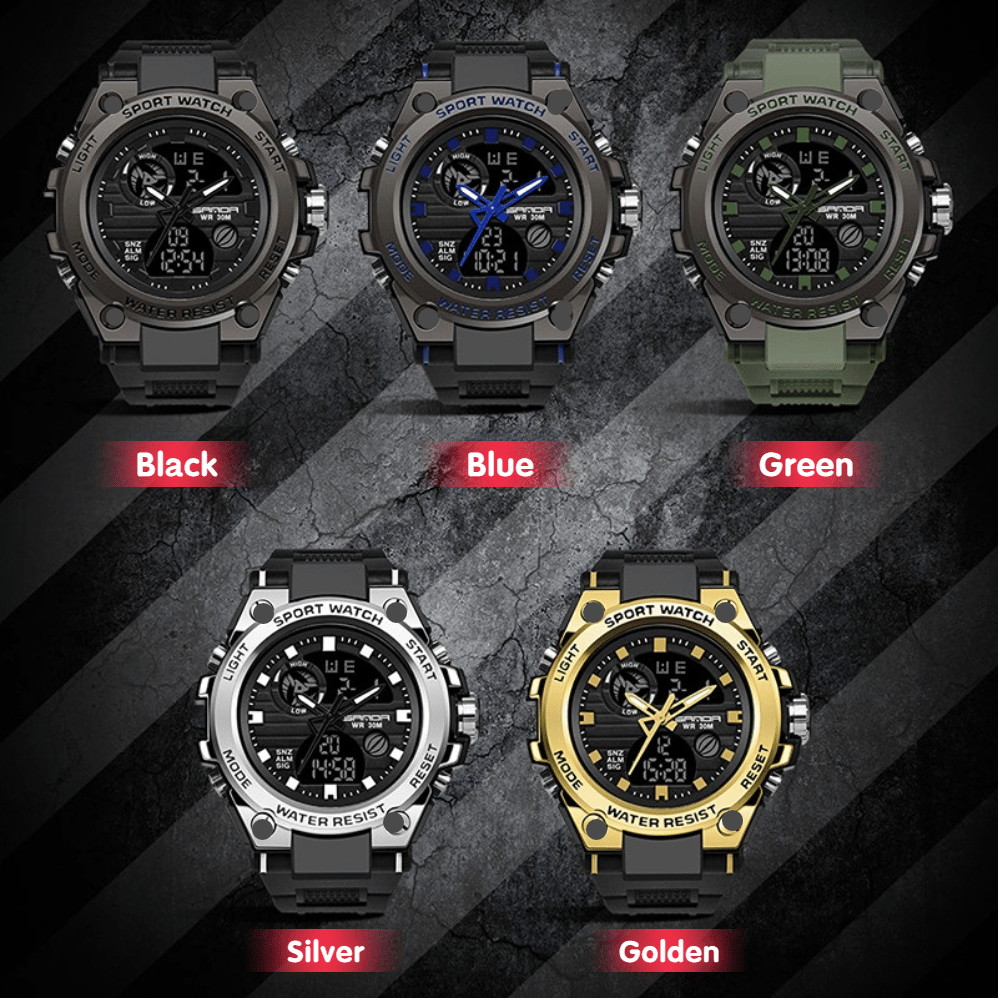 Sporty Dual-Display Mode Multifunctional Waterproof Luminous Men's Wristwatch