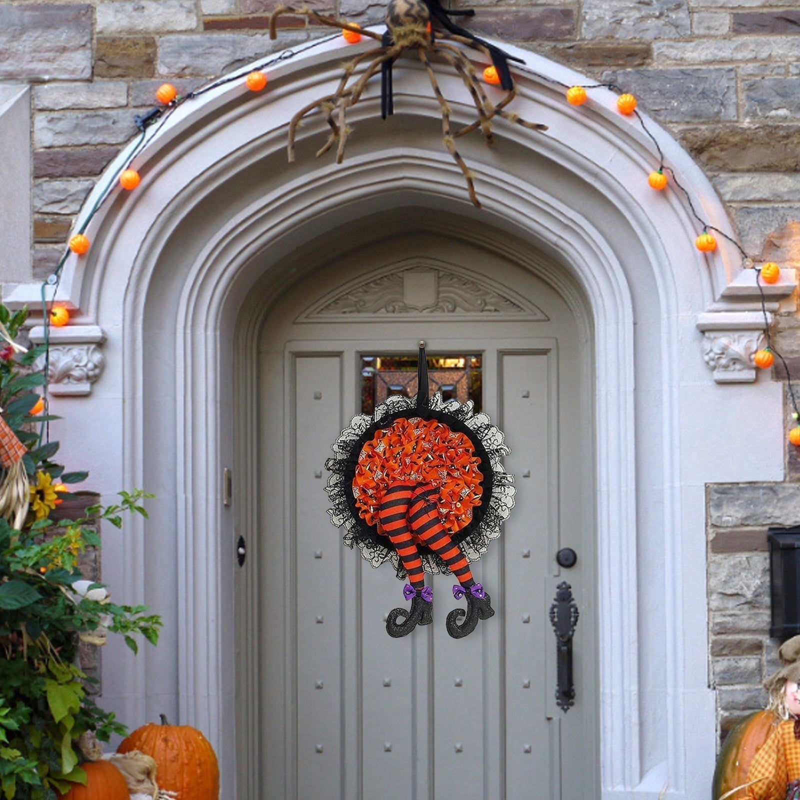 Halloween Witch Long Leg Wreath