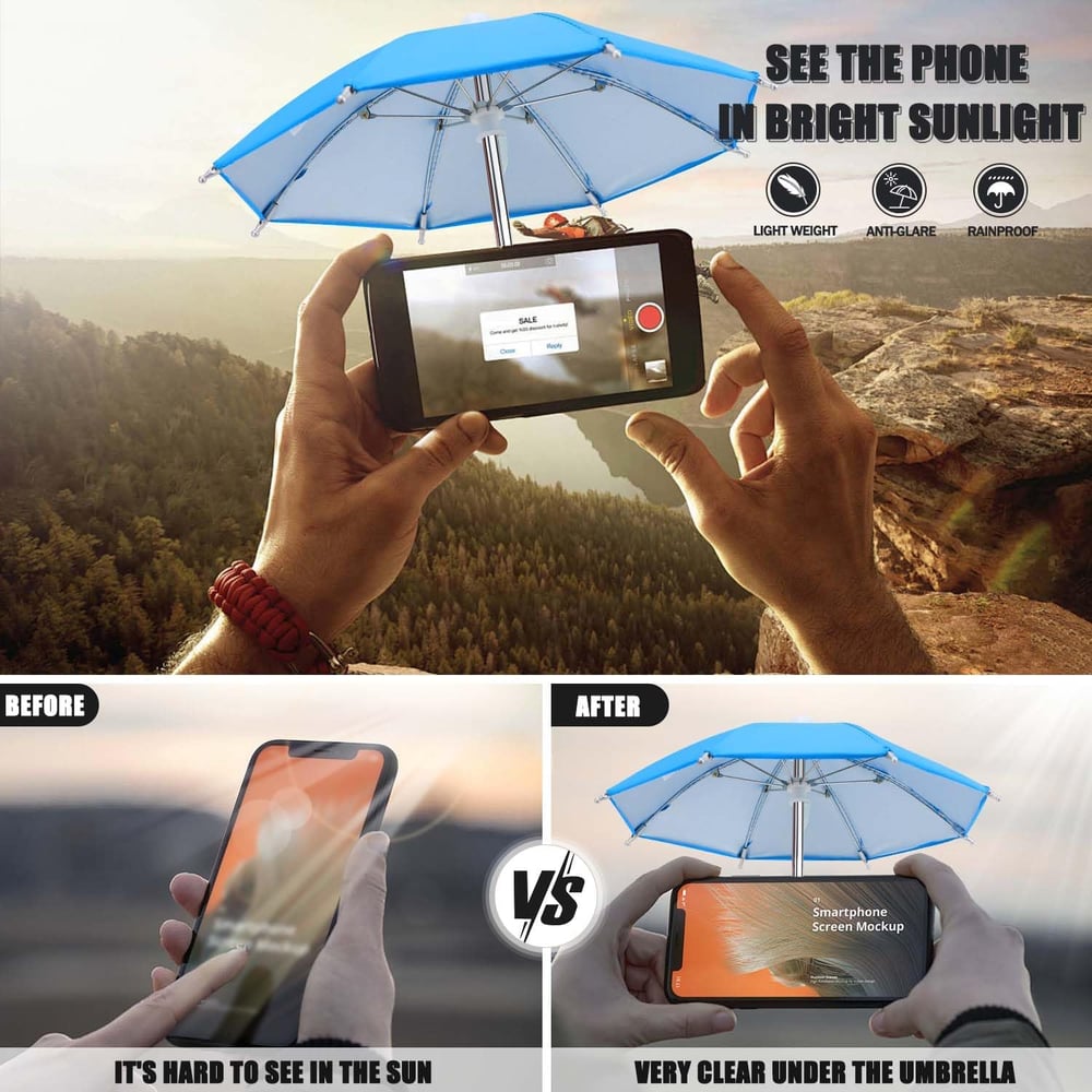 Phone umbrella suction cup stand for sun
