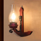 Vase Porch Wall Lamp Light Fixture Industrial Clear Glass Red Colored Wall Lamp with Wooden Back Plate