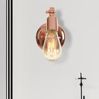Rose Gold Armed Wall Light Retro Industrial Iron 1 Light Bathroom Rotatable Wall Lamp with Exposed Bulb
