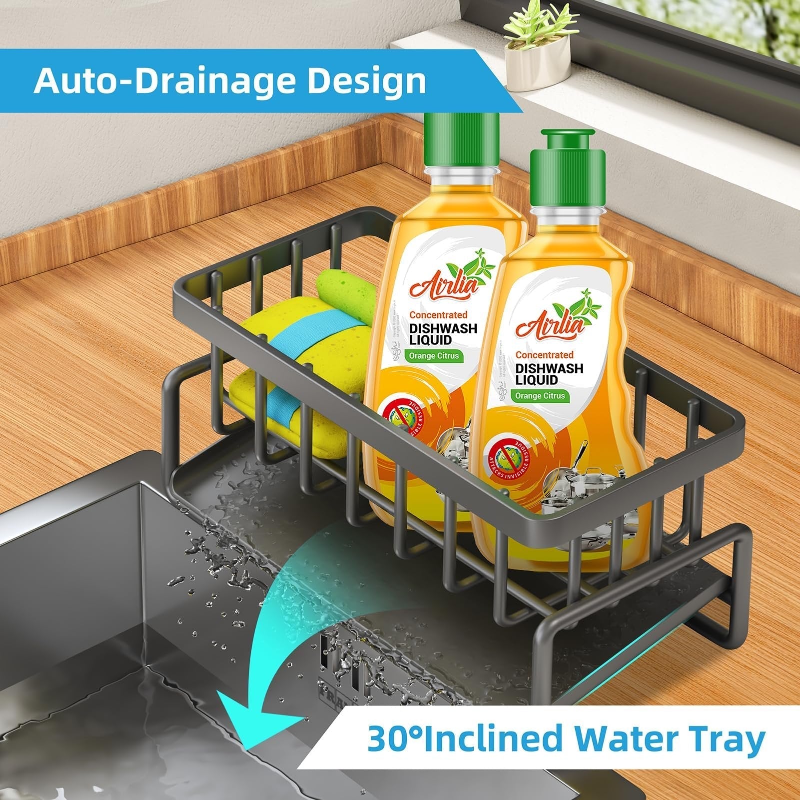 Self-Draining Kitchen Sponge Holder