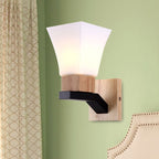 Modern White Wall Light Inverted Bell One Head Matte Glass Wall Lamp for Bedroom Dining Room