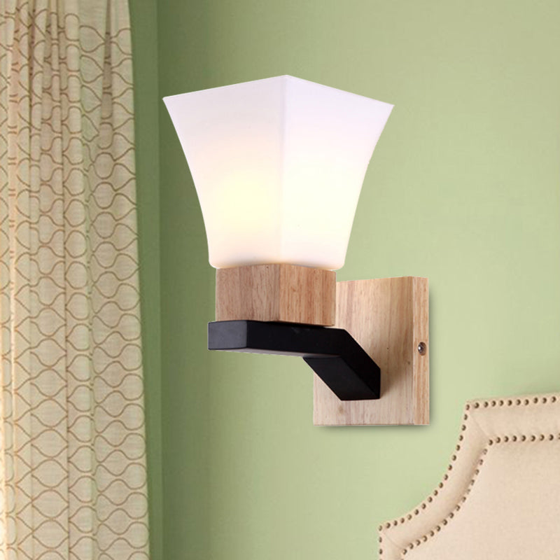 Modern White Wall Light Inverted Bell One Head Matte Glass Wall Lamp for Bedroom Dining Room