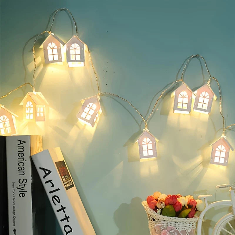 LED fairy lights with mini houses - Decorative Christmas lighting for indoor use