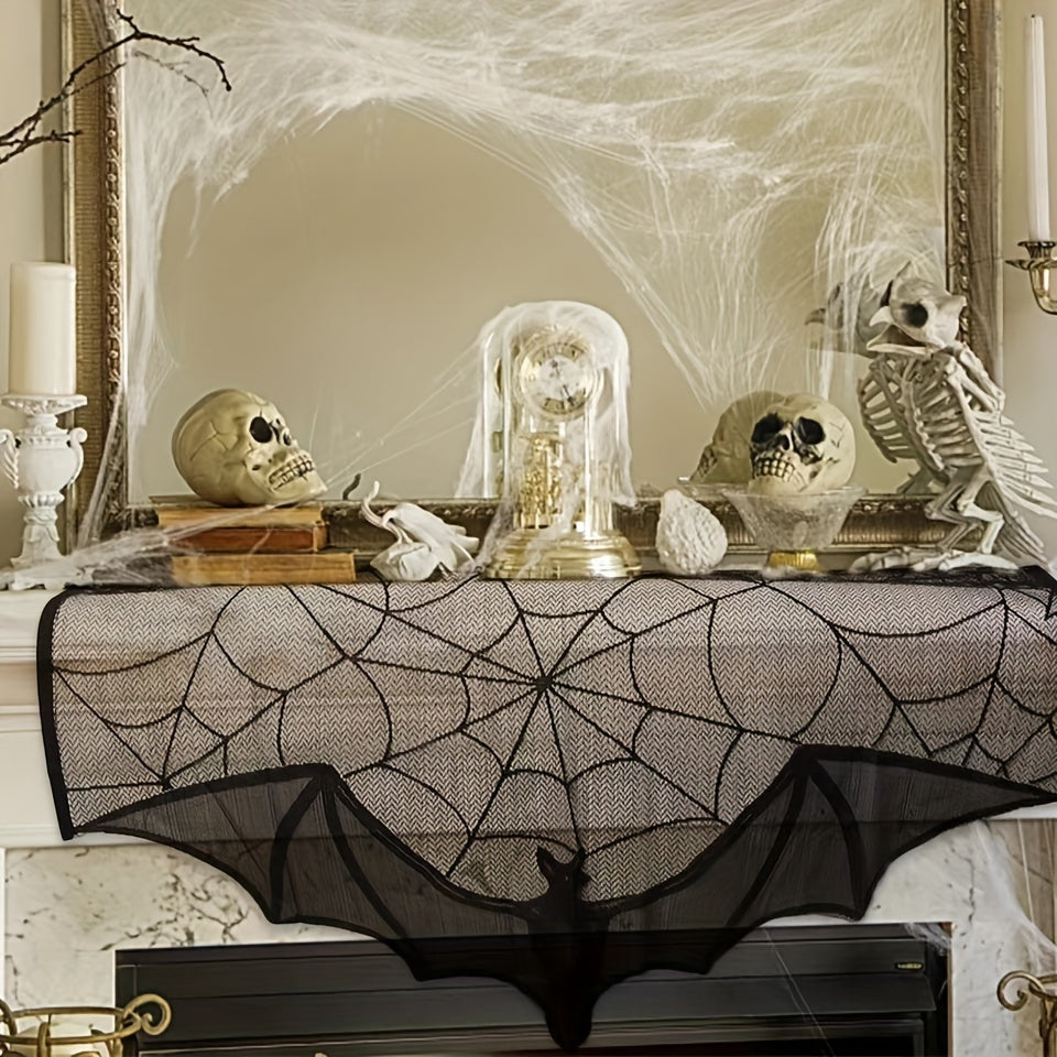 Table Runner Black Lace Halloween Decoration