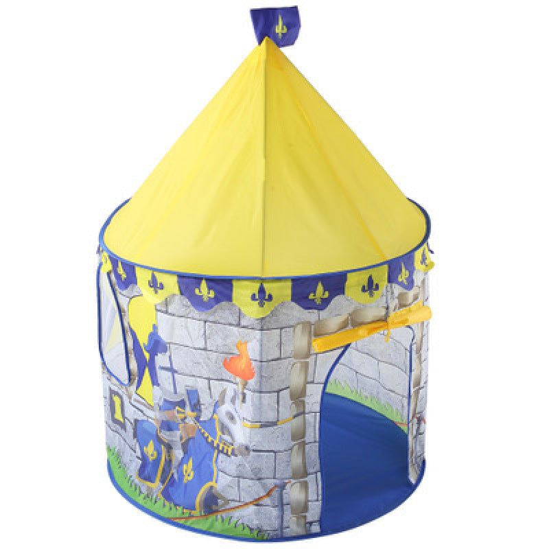 Knight play tent for children with castle design and carrying bag