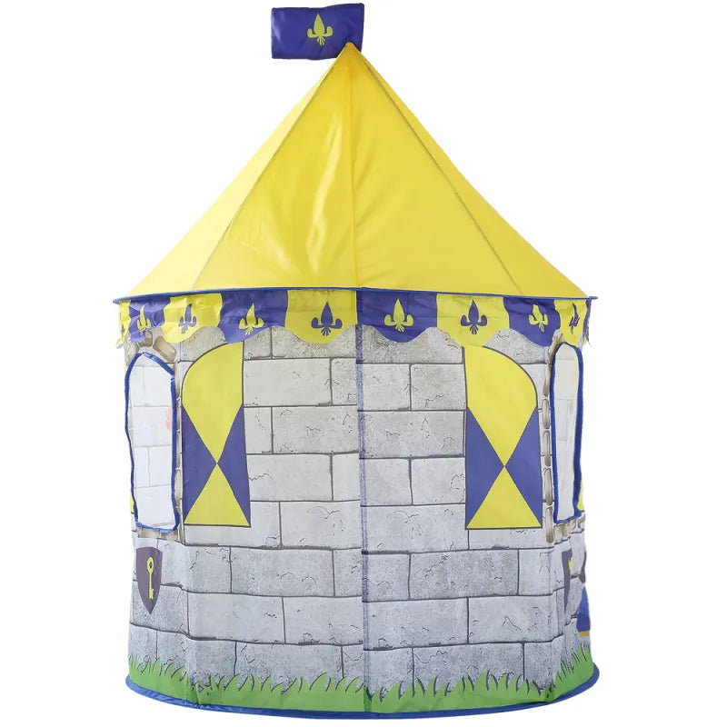 Knight play tent for children with castle design and carrying bag
