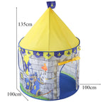Knight play tent for children with castle design and carrying bag
