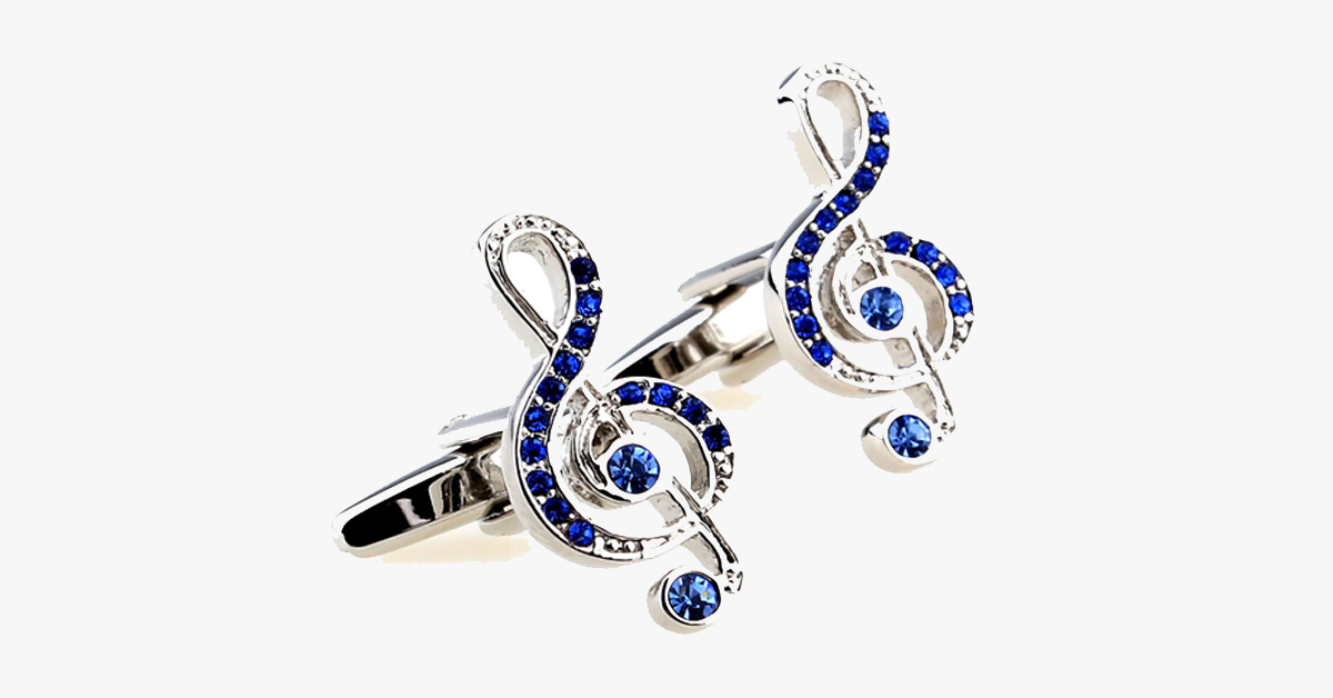 Fashion-conscious music lover Blue gemstone cufflinks – Musical notes shapeable robust cufflinks for fashion-conscious men