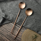 Rose Gold Salad Cutlery and Serving Utensils Set