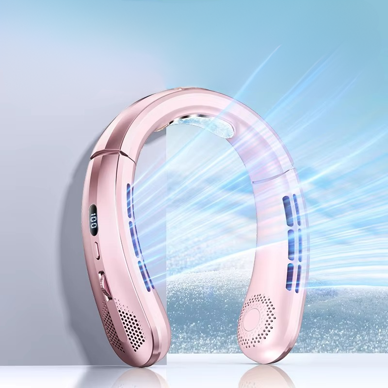 Portable Neck Air Conditioner Cooling Fan Rechargeable Leafless Personal Wearable