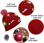 🎅LED Christmas Knitted Hats Light up Xmas Beanie