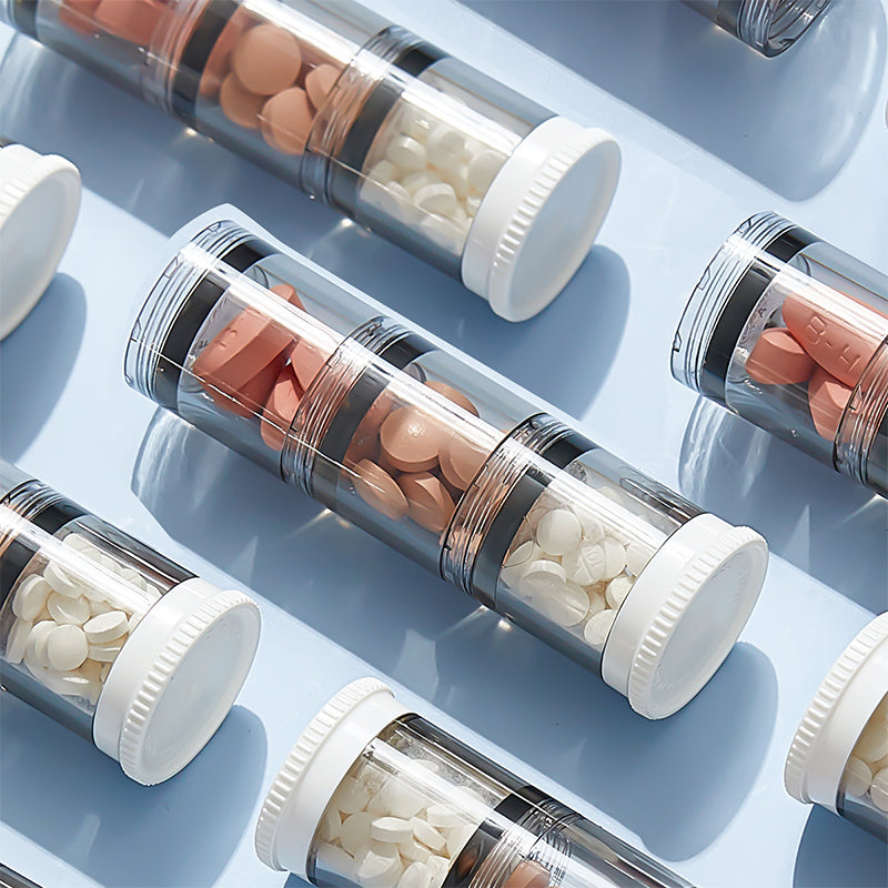 Portable high-capacity weekly pill box