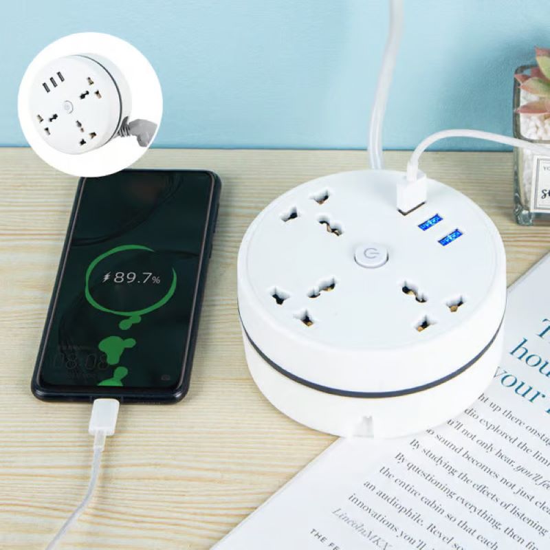 Universal storage round power strip