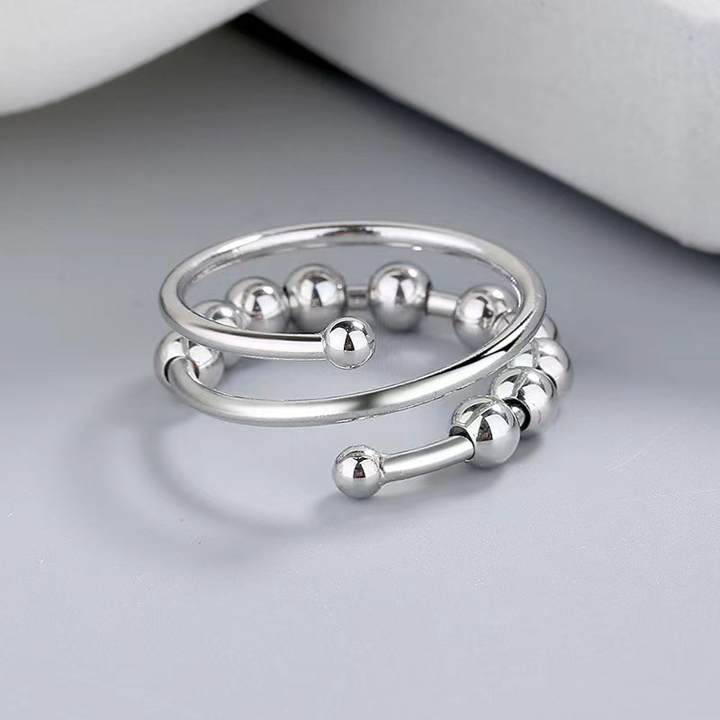 Distribute Your Fear Circle Beads Fidget Ring