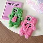 Funny Tongue Sticking Out Plush Phone Case For iPhone