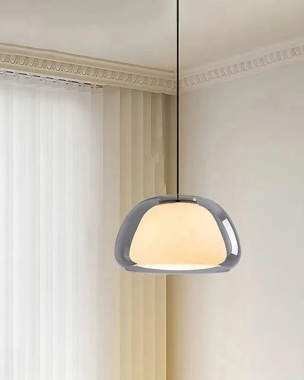 Elegant Lamp in the Form of a Glass Dome with Crystal Accent