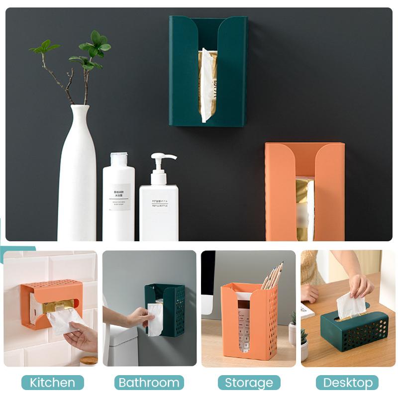 Wall-mounted hollow tissue box