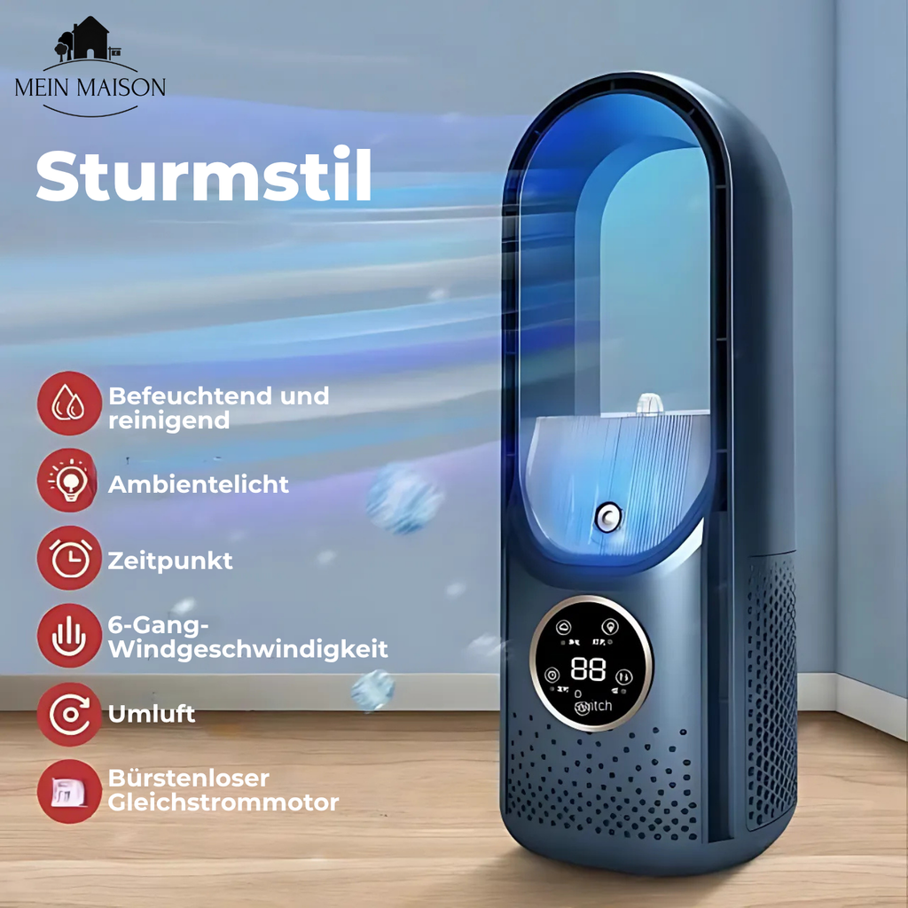 BrisaFlow Table Air Cooler | 3-in-1 Cooling & Humidification | Bladeless Design | USB & Timer