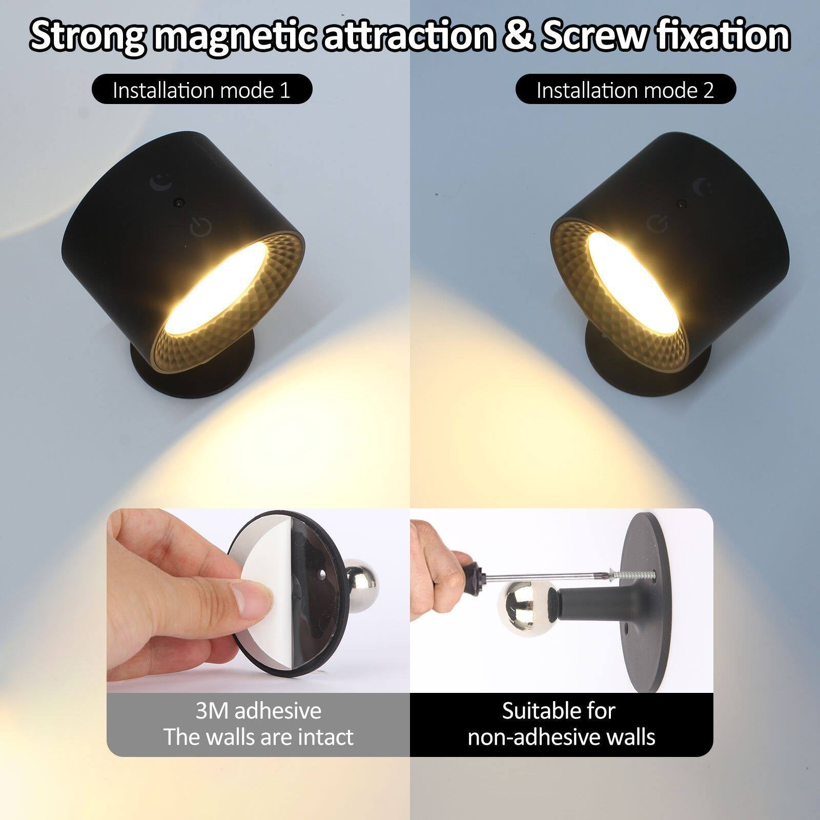 LED Wall Lamp - Rechargeable, Magnetic & Dual-Sided Lighting for Indoor Use