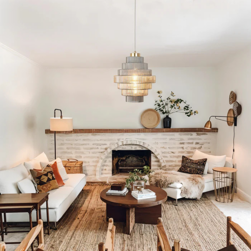 Retro Glass and Brass Pendant Lamp for Living Room or Dining Table