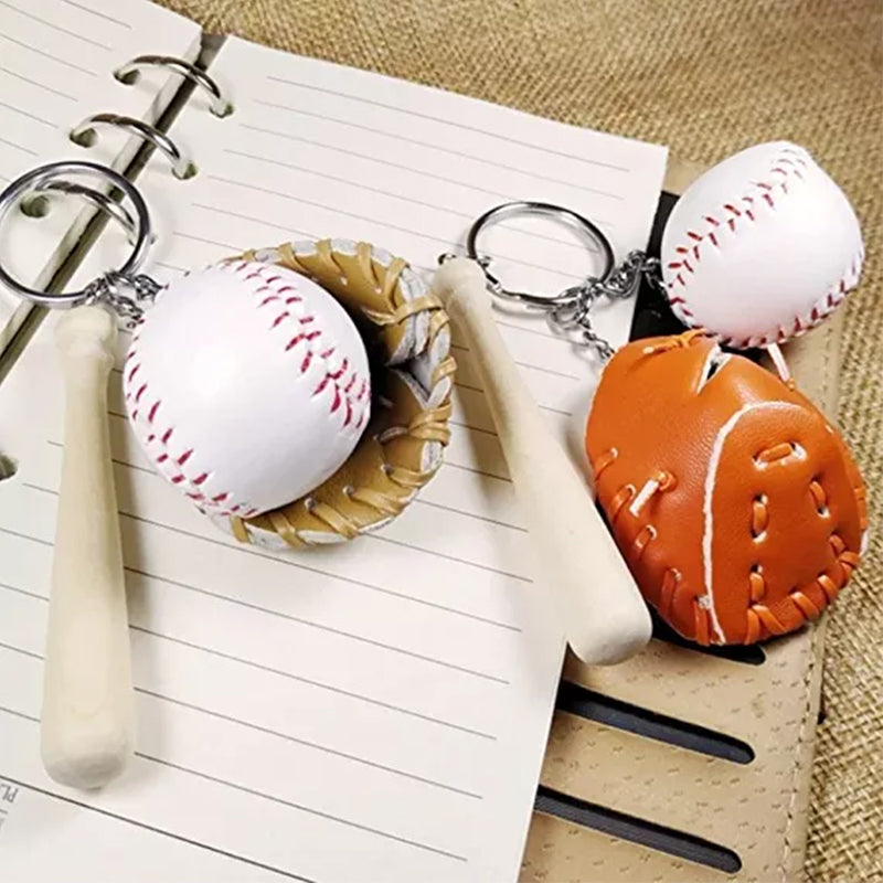 Mini Baseball Glove Set Charm Keychain