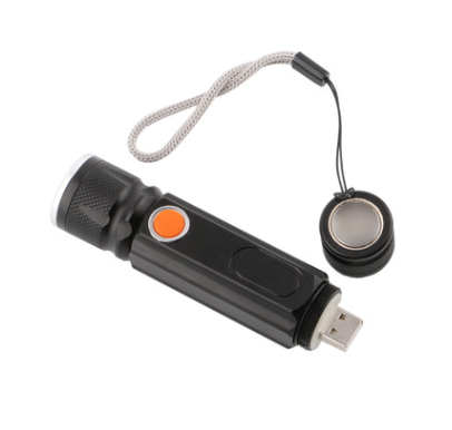 USB Rechargeable Magnetic Flashlight – LED Emergency Light with Magnet and Carry Strap