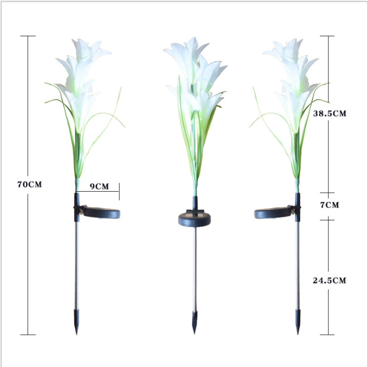 Solar LED flower lights in lily shape – Color-changing garden lights with stake for outdoor areas