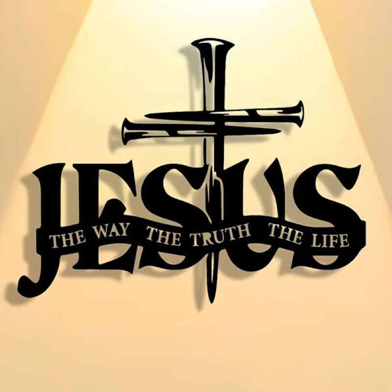 Jesus and cross metal silhouette wall decoration