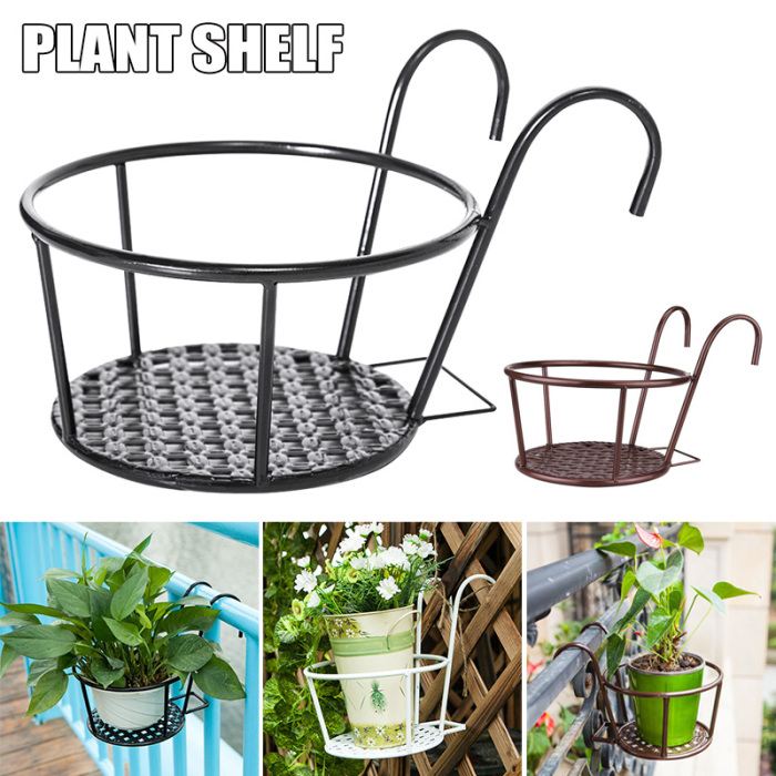 Hanging Plant Basket made of Metal – Balcony Planter Pot with Hook for Garden and Terrace