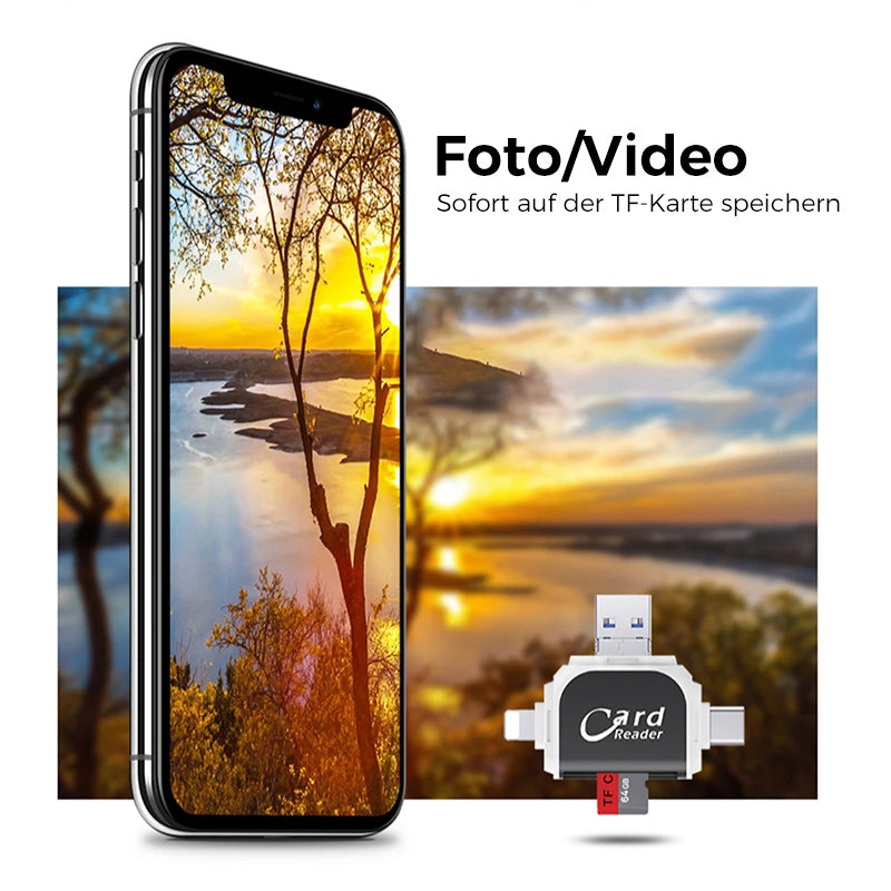 4-in-1 Universal SD TF Card Reader with Multiple Connections
