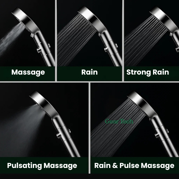 High-Pressure Showerhead with Micro-Hole Spray Design and Up to 200% More Pressure