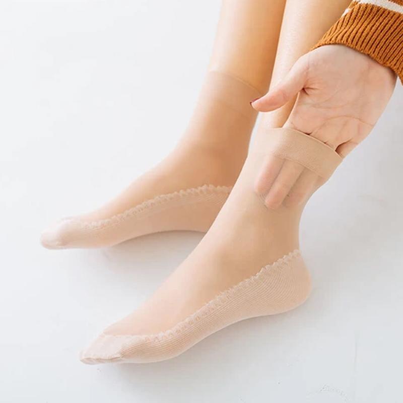 Silky Anti-Slip Cotton Socks, 5 Pairs